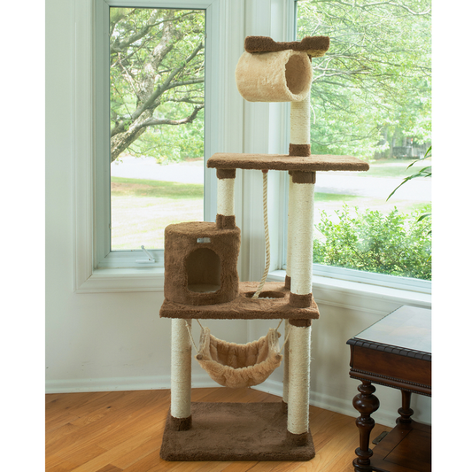 Real Wood Cat tree With Scratch posts and Hammock